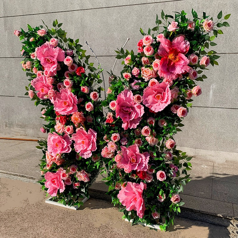 6.56ft Pink Butterfly Flower Wall Backdrop for Birthday & Wedding Decor ABAW-008
