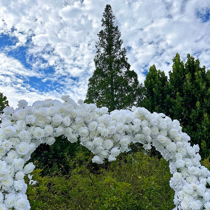 White Rose Romantic Heart Shaped Flower Wall Wedding Decor Outdoor ABAW-011