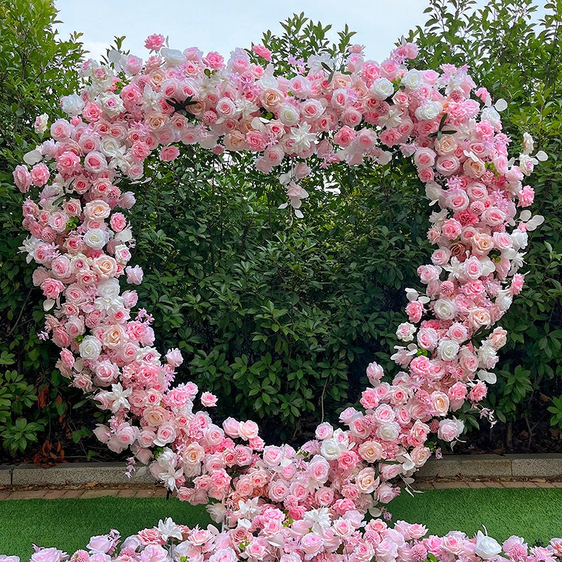 Pink Rose Heart Shaped Arch Flower Wall Wedding Decor ABAW-017