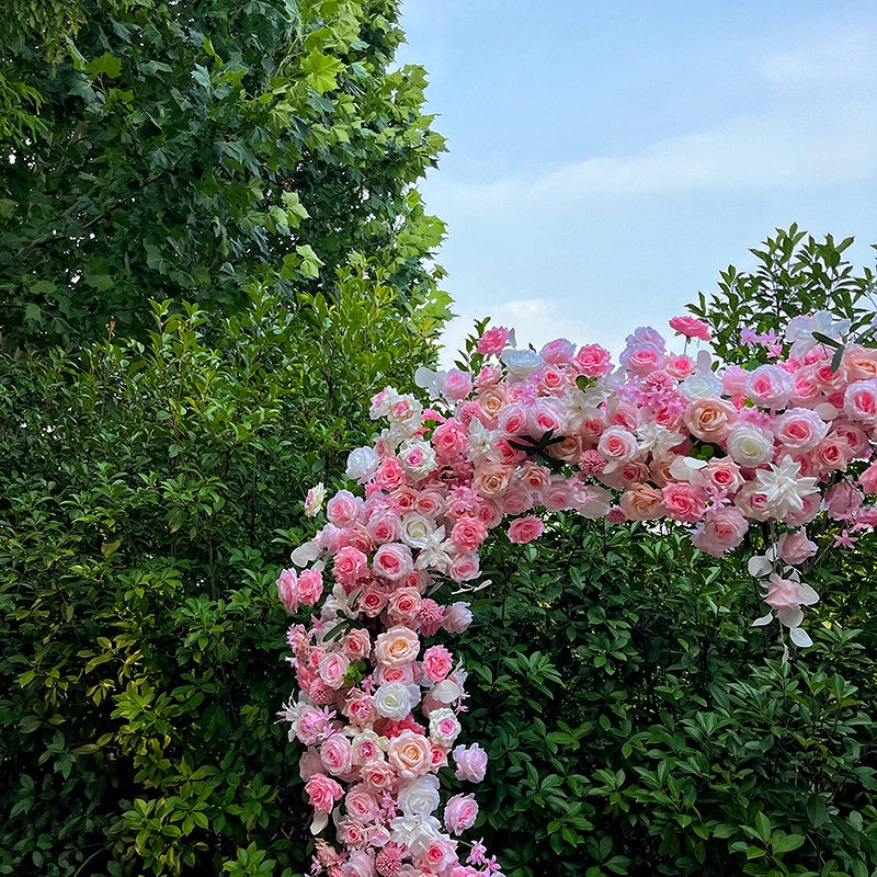 Pink Rose Heart Shaped Arch Flower Wall Wedding Decor ABAW-017
