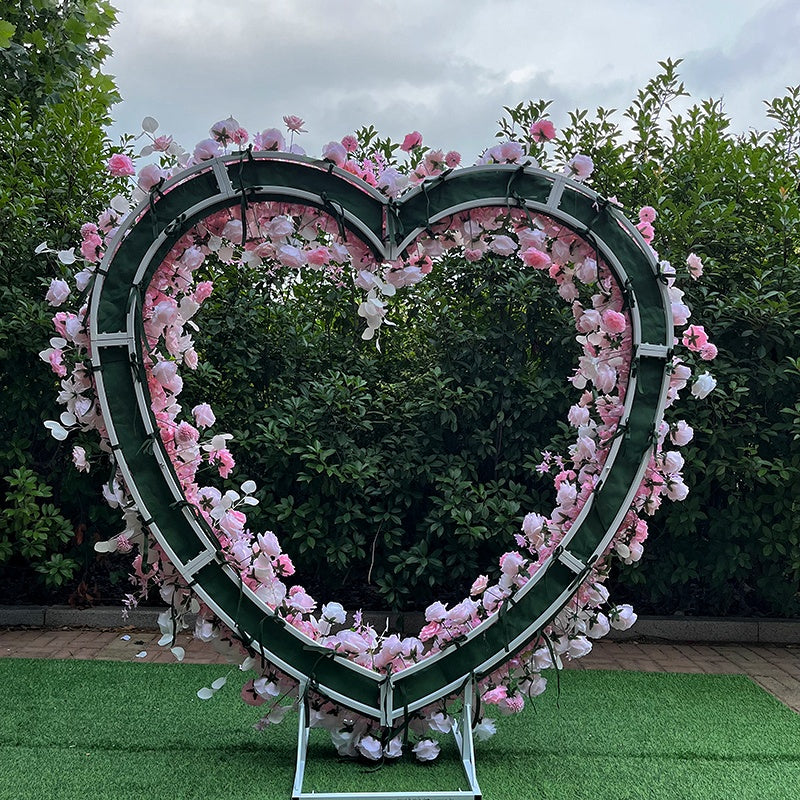 Pink Rose Heart Shaped Arch Flower Wall Wedding Decor ABAW-017