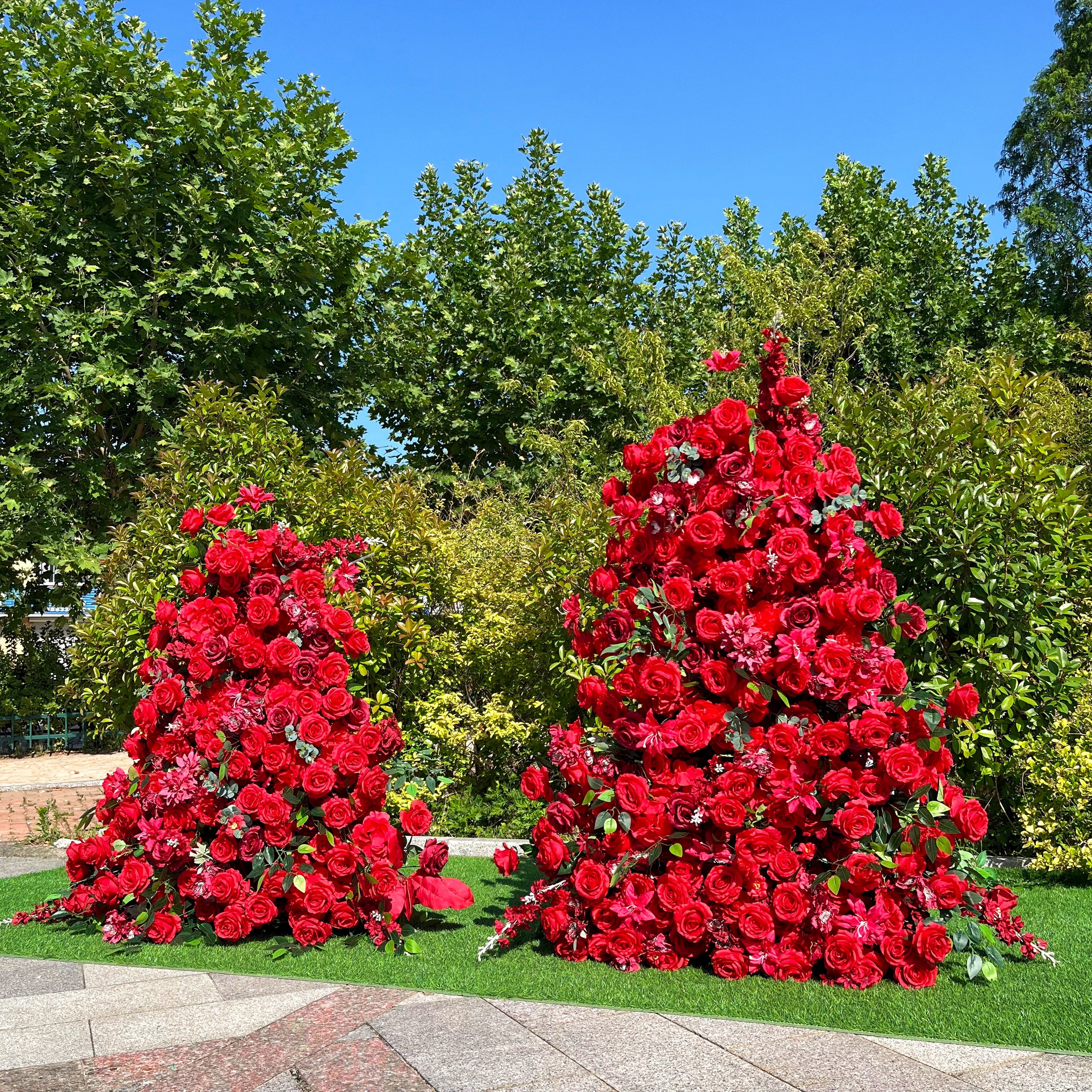 Flower Arch Red Rose Flower Pillar for Event Wedding Proposal Decor ABAW-023