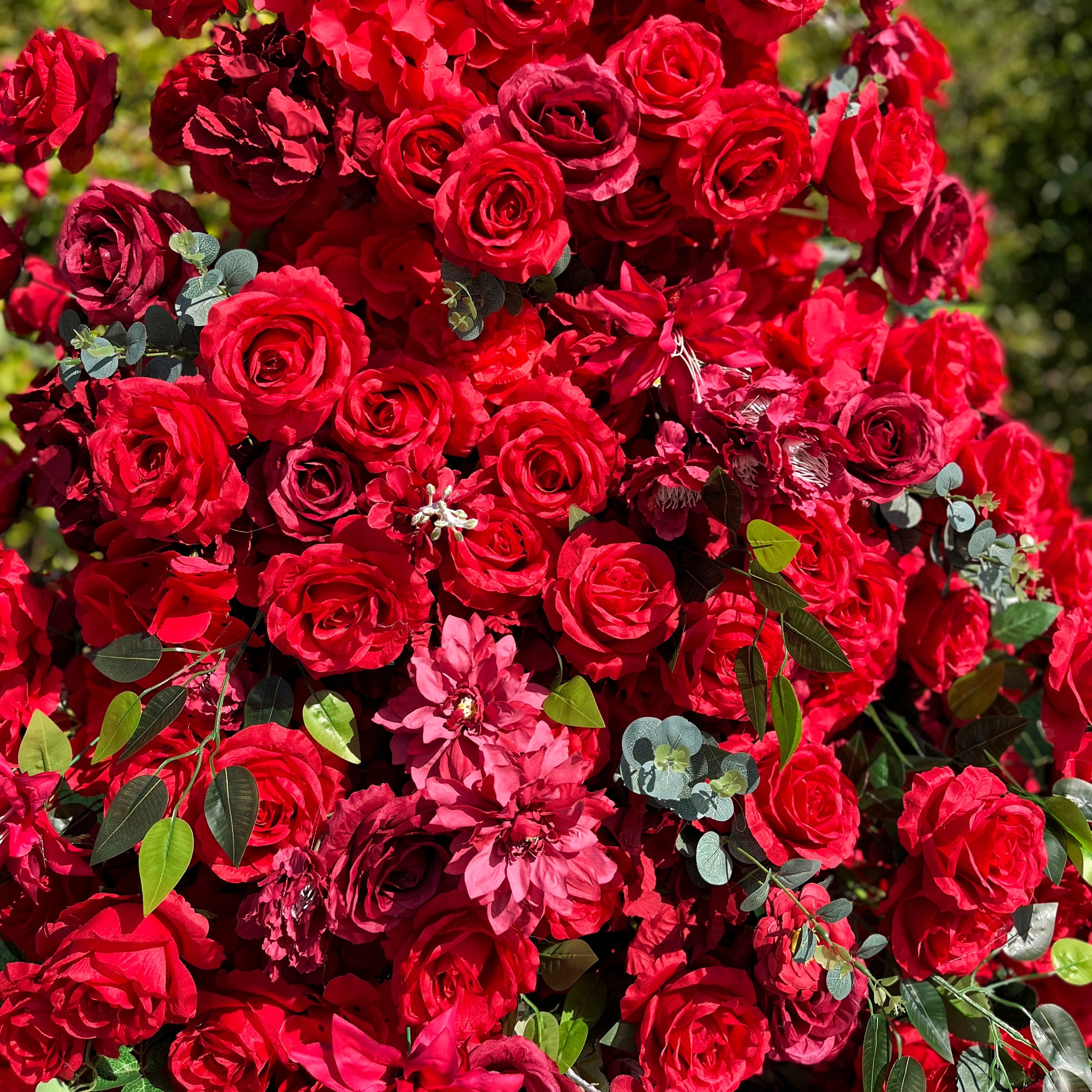 Flower Arch Red Rose Flower Pillar for Event Wedding Proposal Decor ABAW-023