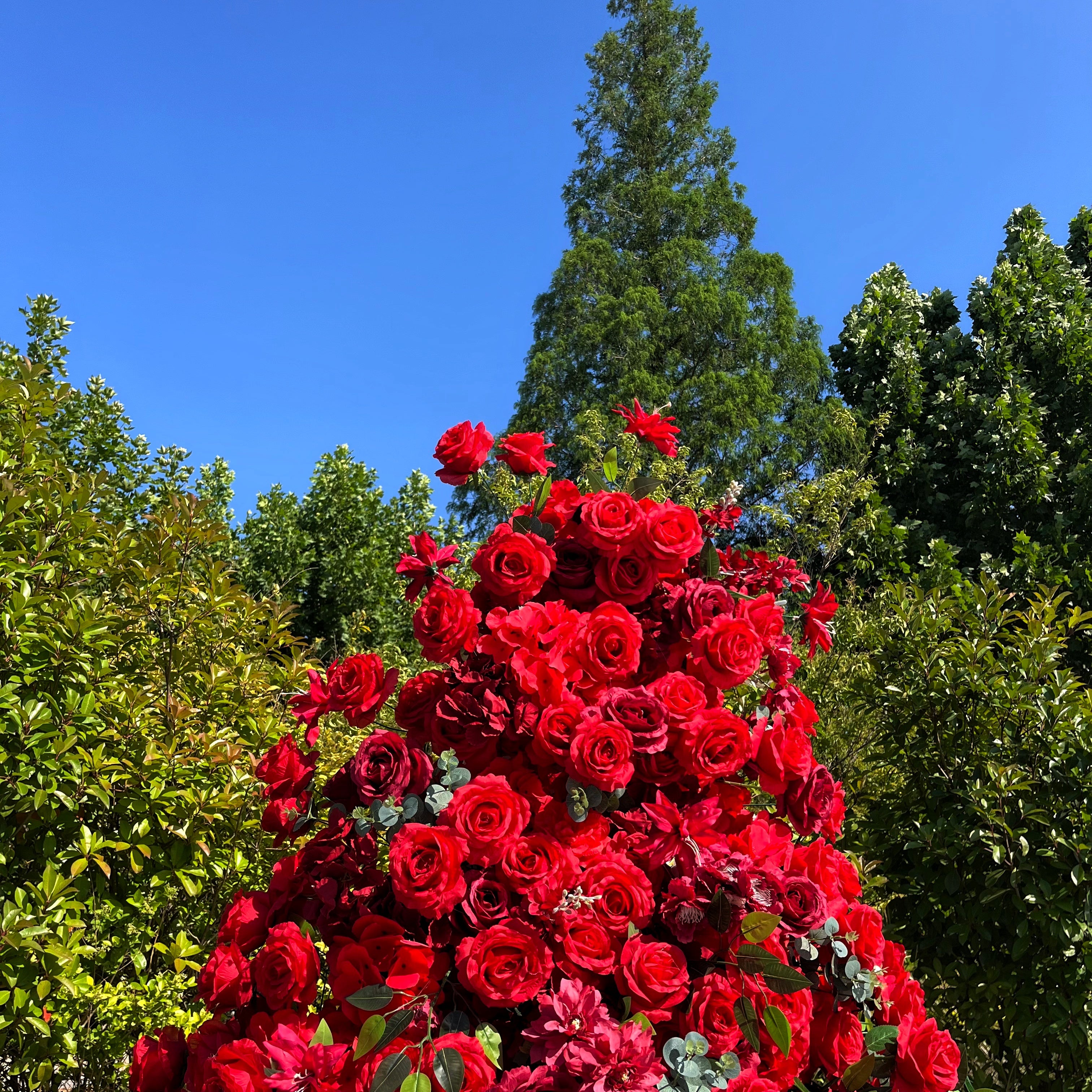 Flower Arch Red Rose Flower Pillar for Event Wedding Proposal Decor ABAW-023