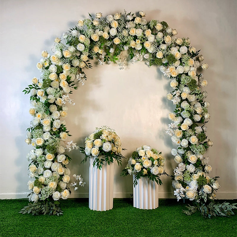 Flower Arch White Florals Backdrop Proposal Wedding Party Decor ABAW-029