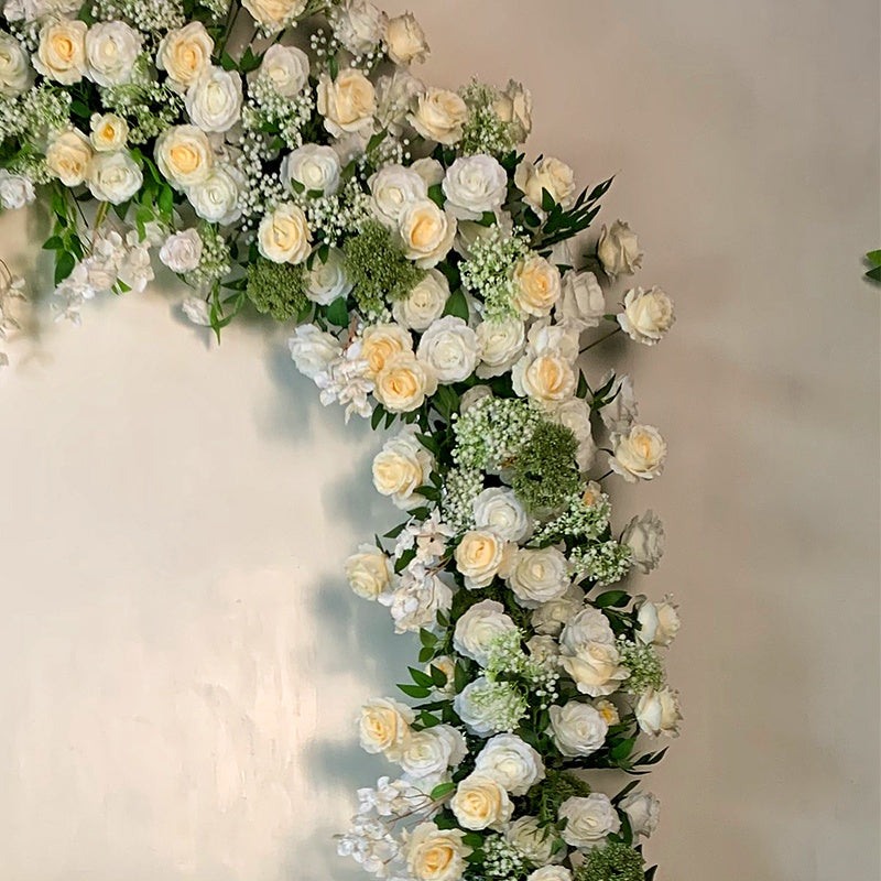 Flower Arch White Florals Backdrop Proposal Wedding Party Decor ABAW-029