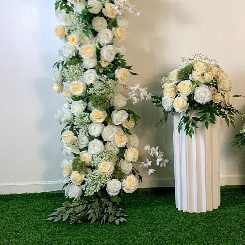 Flower Arch White Florals Backdrop Proposal Wedding Party Decor ABAW-029