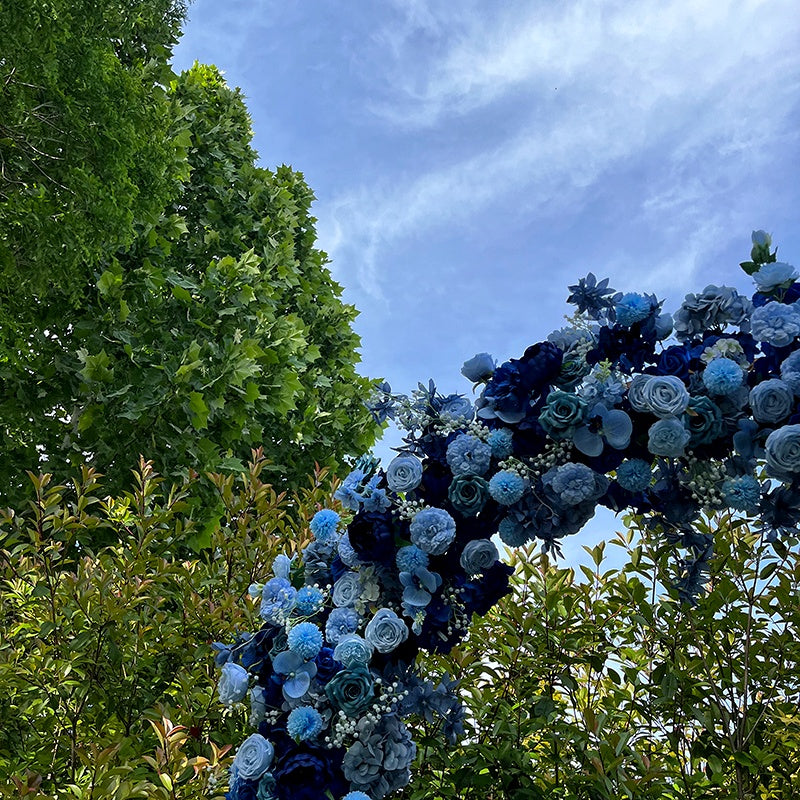 Blue 5D Artificial Arch Flower Wall For Wedding Party ABAW-030