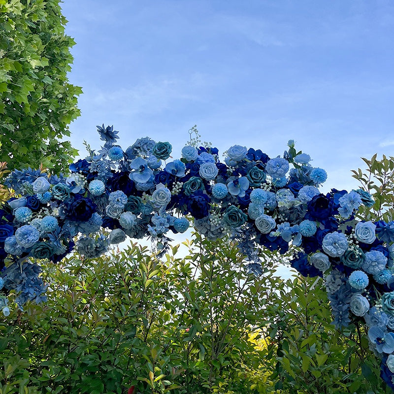 Romantic Blue Round Arch Flower Wall for Wedding Ceremony Event Decor ABAW-032