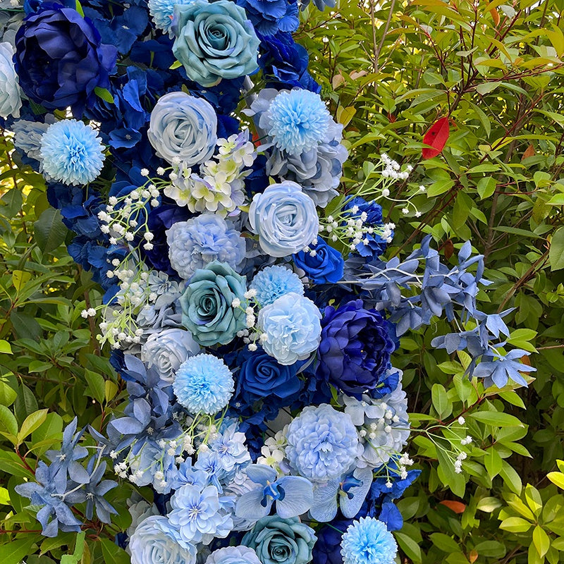 Romantic Blue Round Arch Flower Wall for Wedding Ceremony Event Decor ABAW-032
