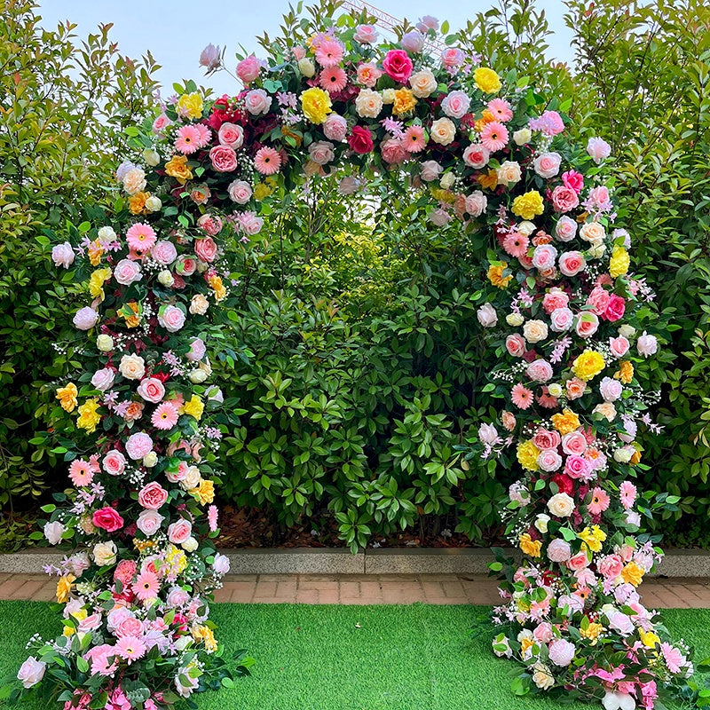 Garden Style Floral Arch Backdrop for Spring Wedding Ceremony Decor ABAW-033