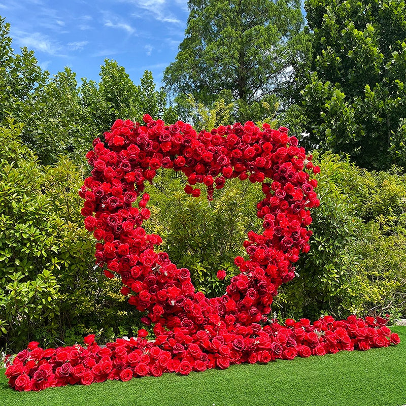 New Heart Shaped Red Rose Arch Floral Wall Wedding Backdrop Decor ABAW-039