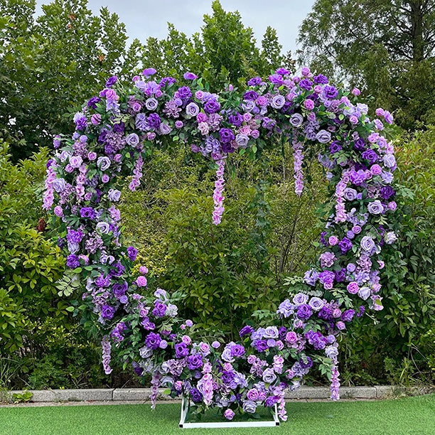 Lavender Purple Heart Arch Floral Backdrop For Bridal Shower Decor ABAW-042