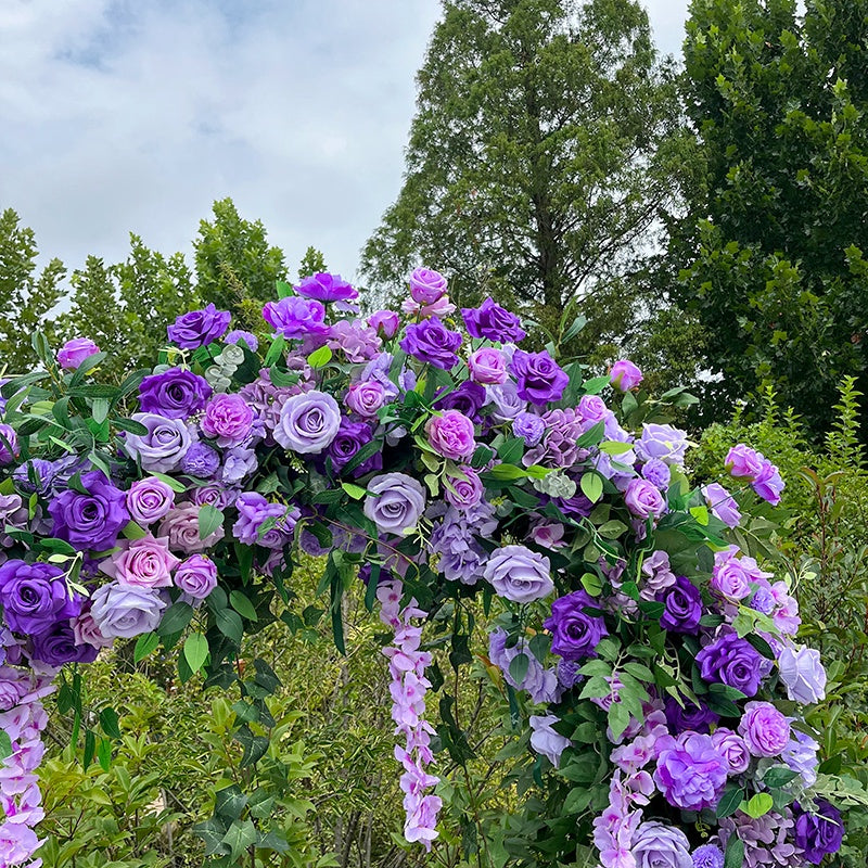 Lavender Purple Heart Arch Floral Backdrop For Bridal Shower Decor ABAW-042