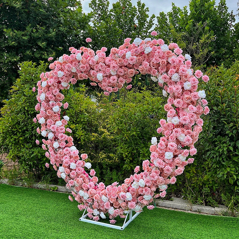 8ft Pink Heart Shaped Fabric Arch Flower Wall Proposal Party Decor ABAW-043