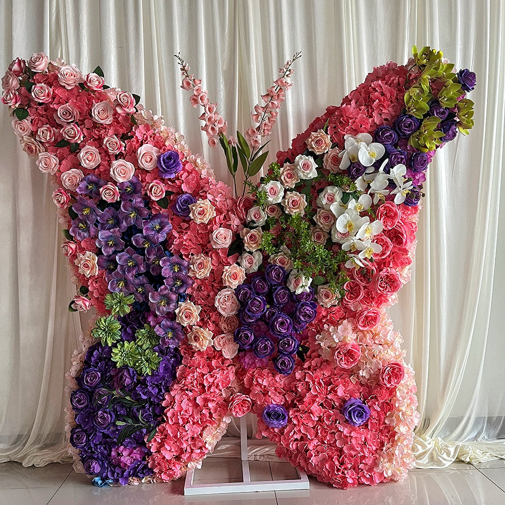 6.56ft Multicolor Butterfly Flower Wall for Wedding & Birthday Party ABAW-500