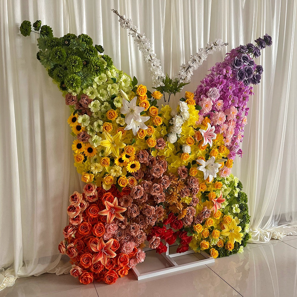 Rainbow Butterfly Flower Wall Backdrop for Birthday Baby Shower Party Decor ABAW-504