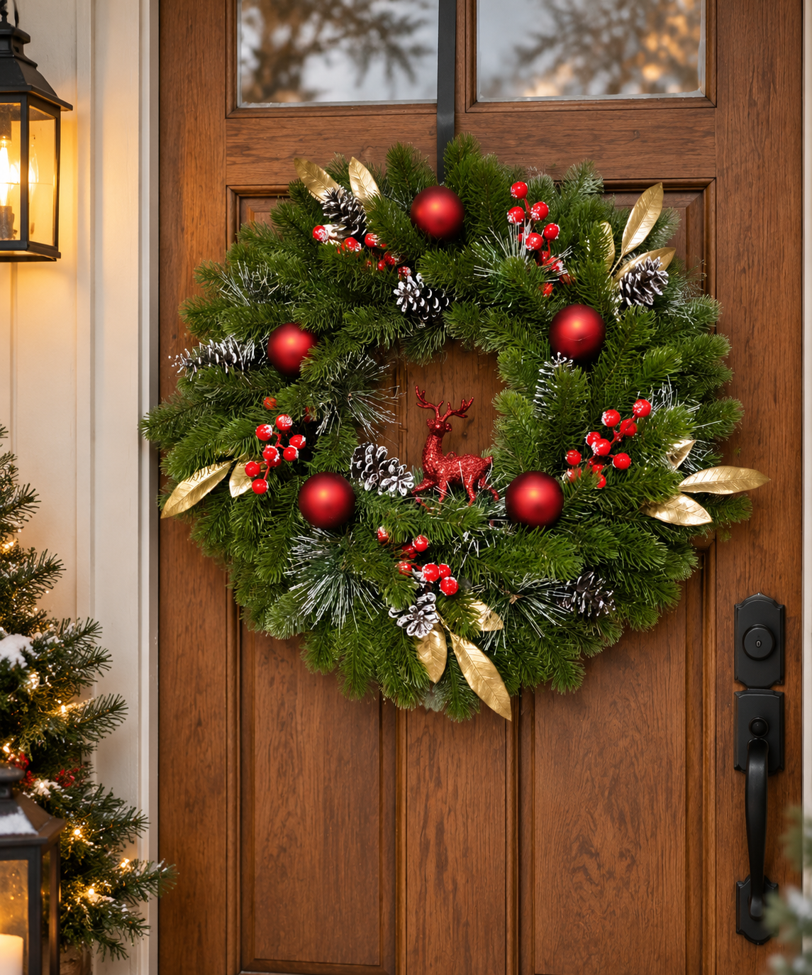 Artificial Christmas Door Wreath Red Berry Decor ABDW-001