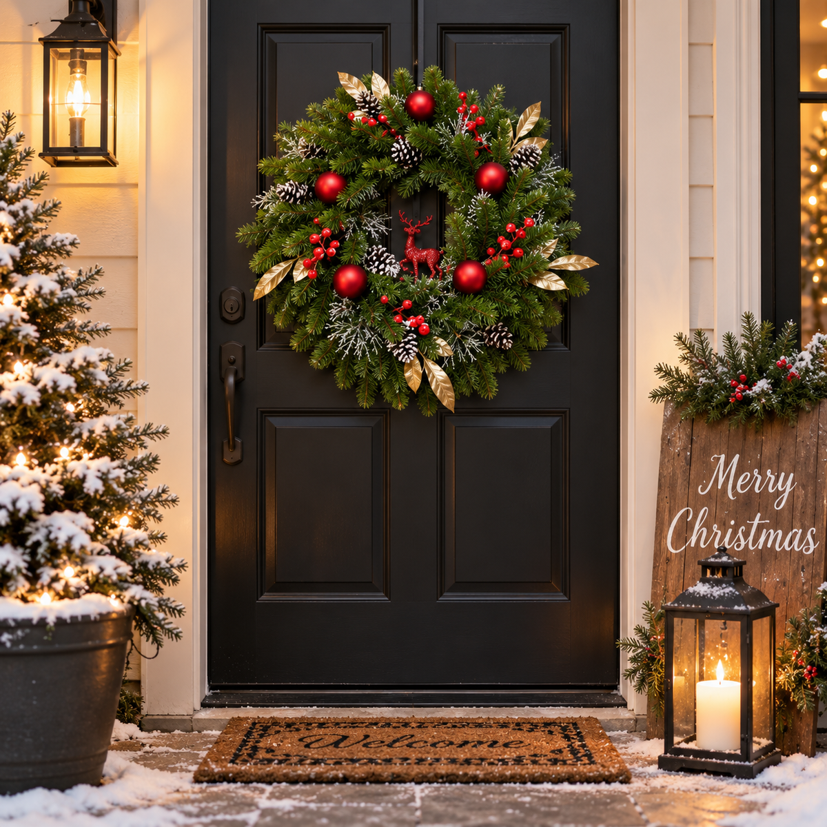Artificial Christmas Door Wreath Red Berry Decor ABDW-001