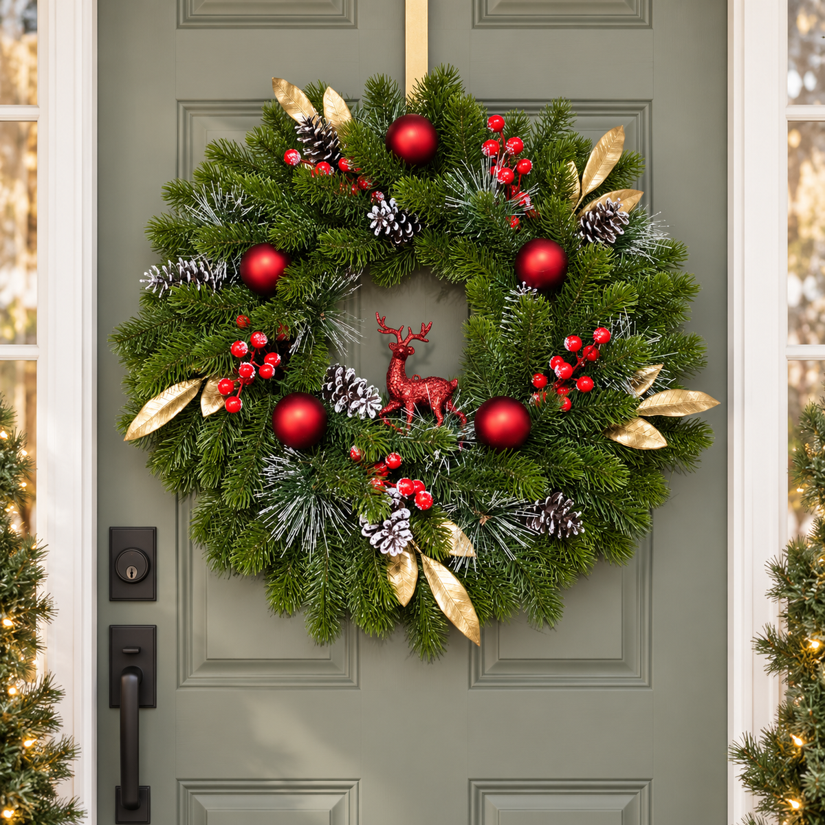 Artificial Christmas Door Wreath Red Berry Decor ABDW-001