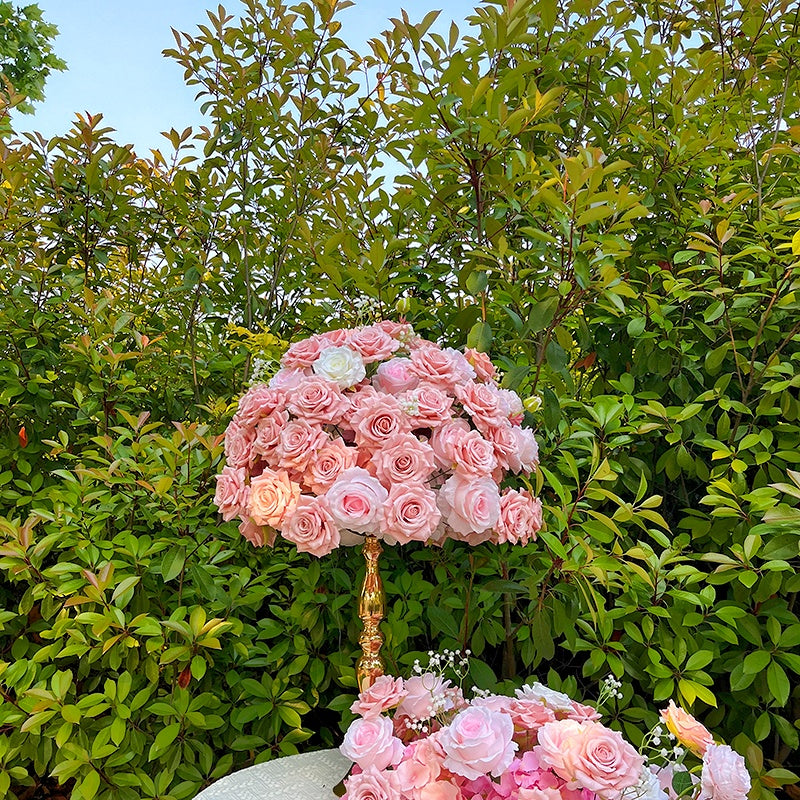 Pink Flower Ball Flower Runner Table Centerpiece Arrangement Floral ABFC-049