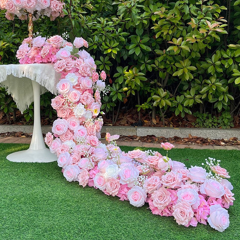 Pink Flower Ball Flower Runner Table Centerpiece Arrangement Floral ABFC-049