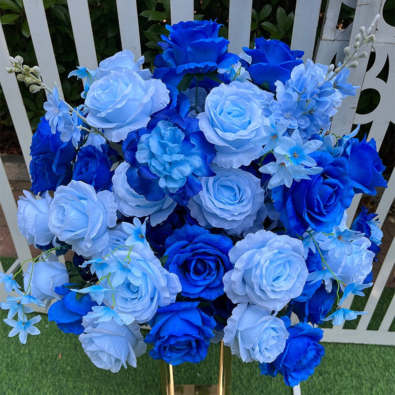 Blue White Rose Hanging Flower Floor Floral Flower Ball Wedding Event Props ABFC-054