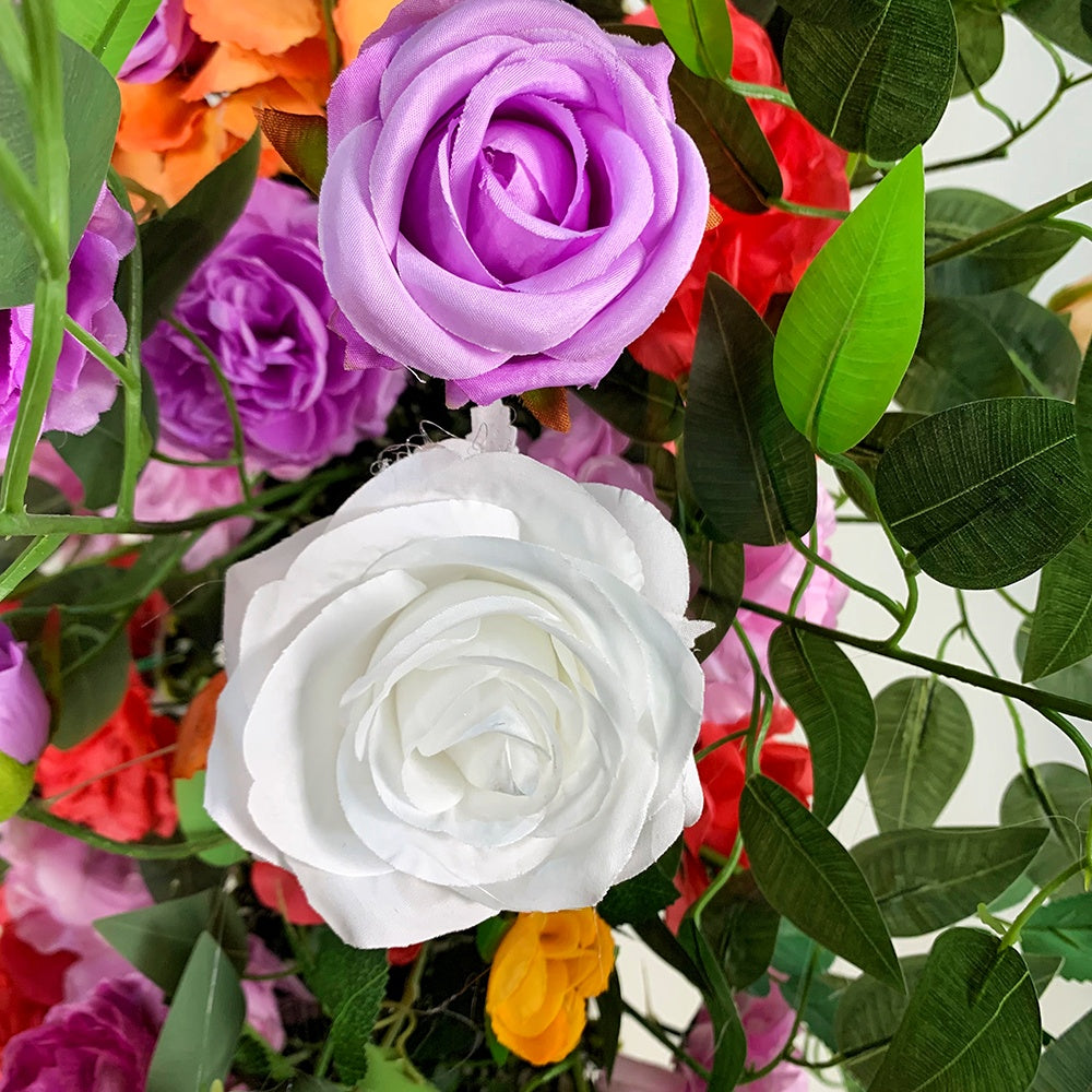 Orange and Purple Fabirc Flower Row Flower Runner Wedding Table Decor ABFR-003