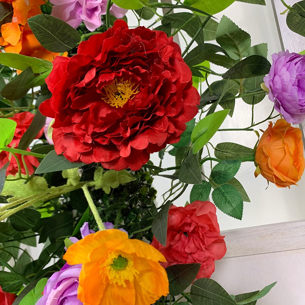 Orange and Purple Fabirc Flower Row Flower Runner Wedding Table Decor ABFR-003