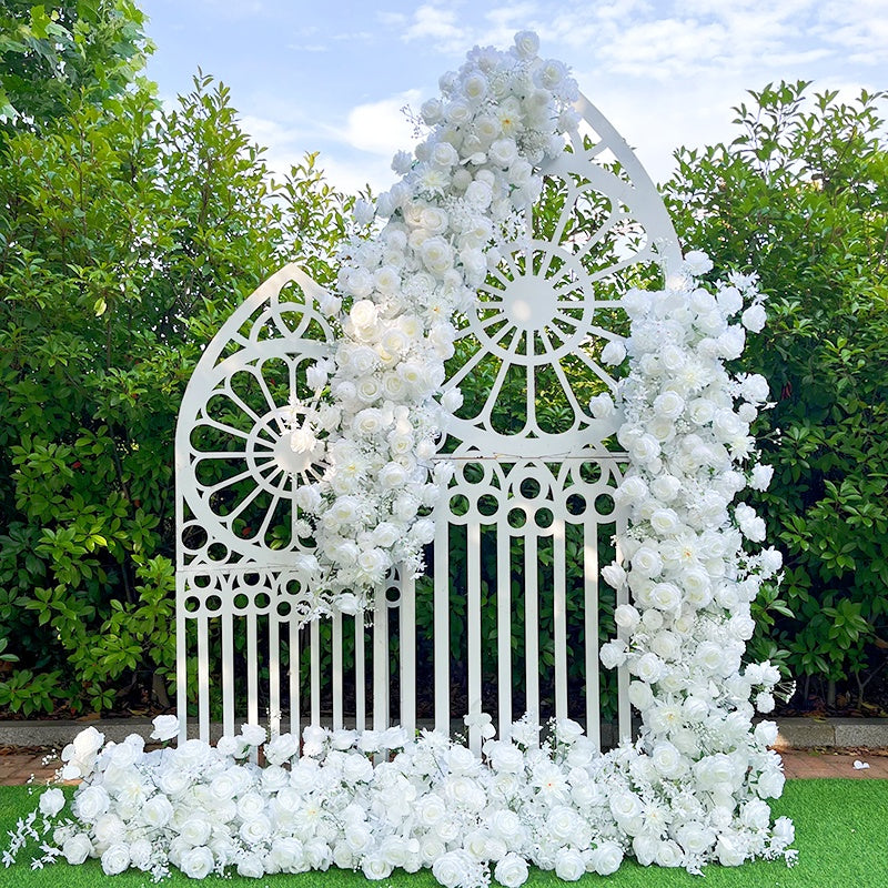 White Rose and Baby's Breath Flower Runner Floral Arrangement ABFR-007