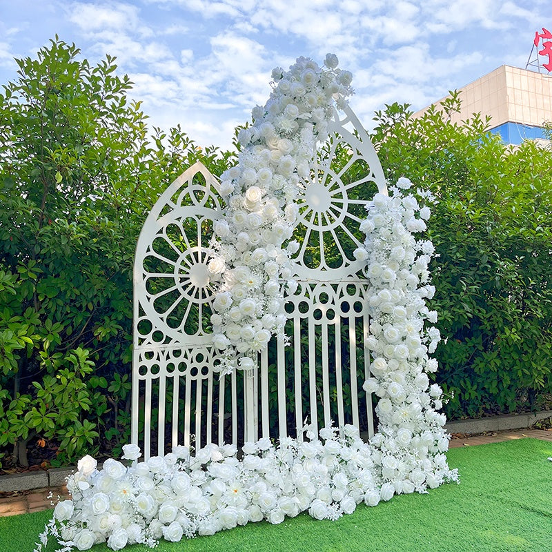 White Rose and Baby's Breath Flower Runner Floral Arrangement ABFR-007