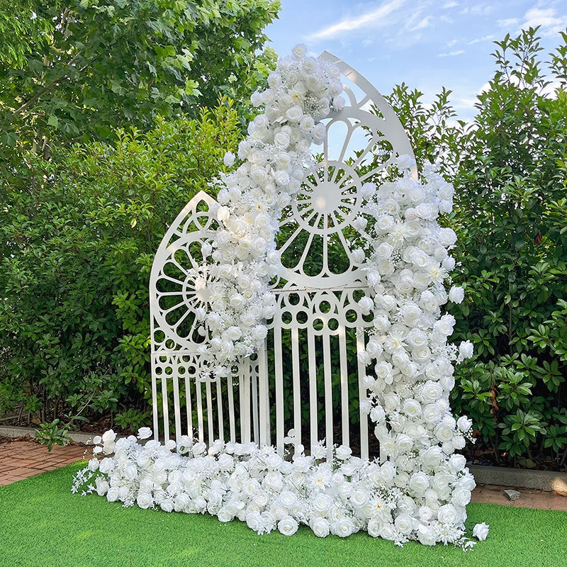 White Rose and Baby's Breath Flower Runner Floral Arrangement ABFR-007