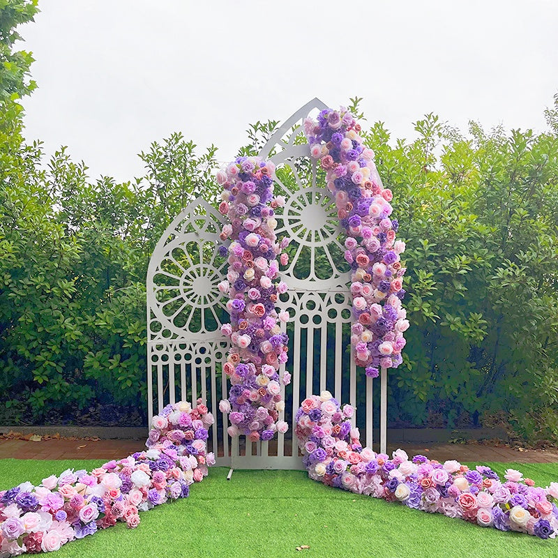 Light and Dark Purple Silk Flower Runner Flower Row for Wedding Decor ABFR-015