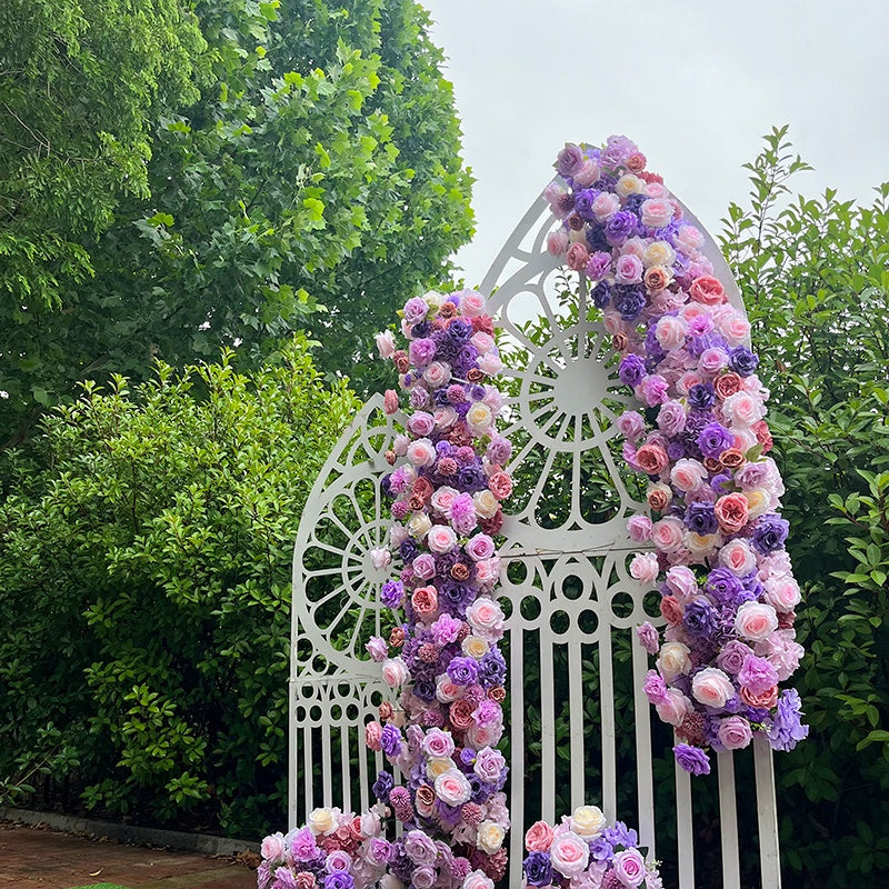 Light and Dark Purple Silk Flower Runner Flower Row for Wedding Decor ABFR-015