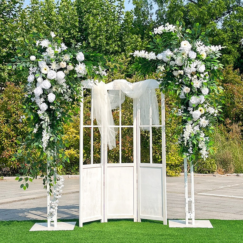 White Hanging Floral Arrangement Wedding Greenery Corner Flower ABFR-052