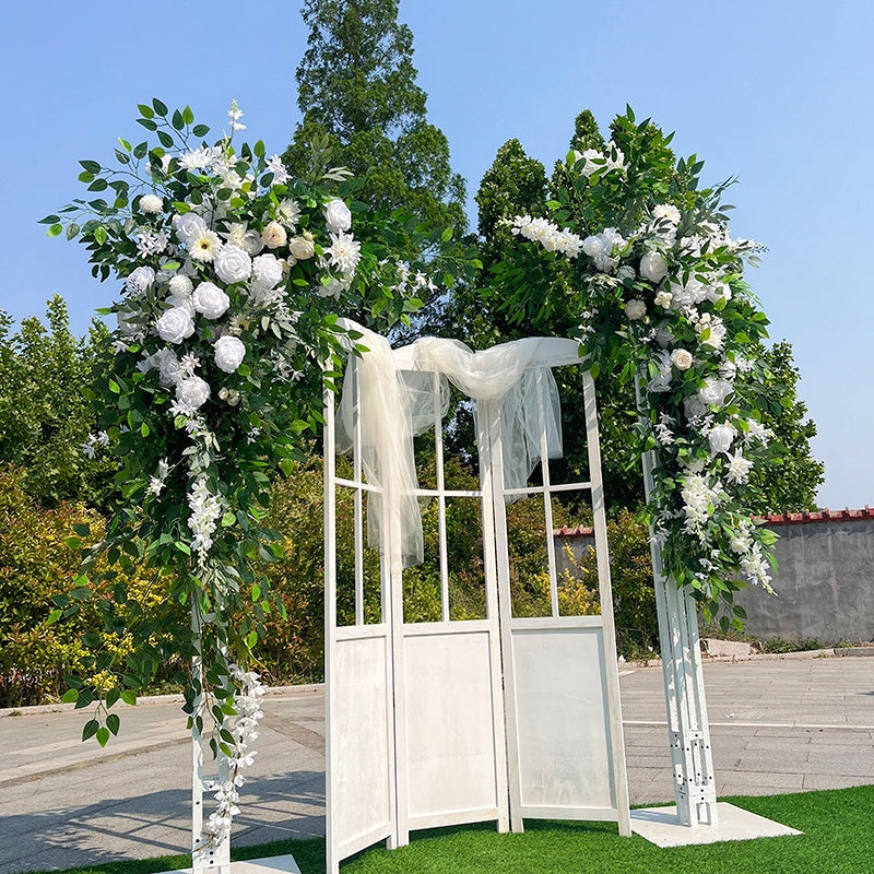 White Hanging Floral Arrangement Wedding Greenery Corner Flower ABFR-052