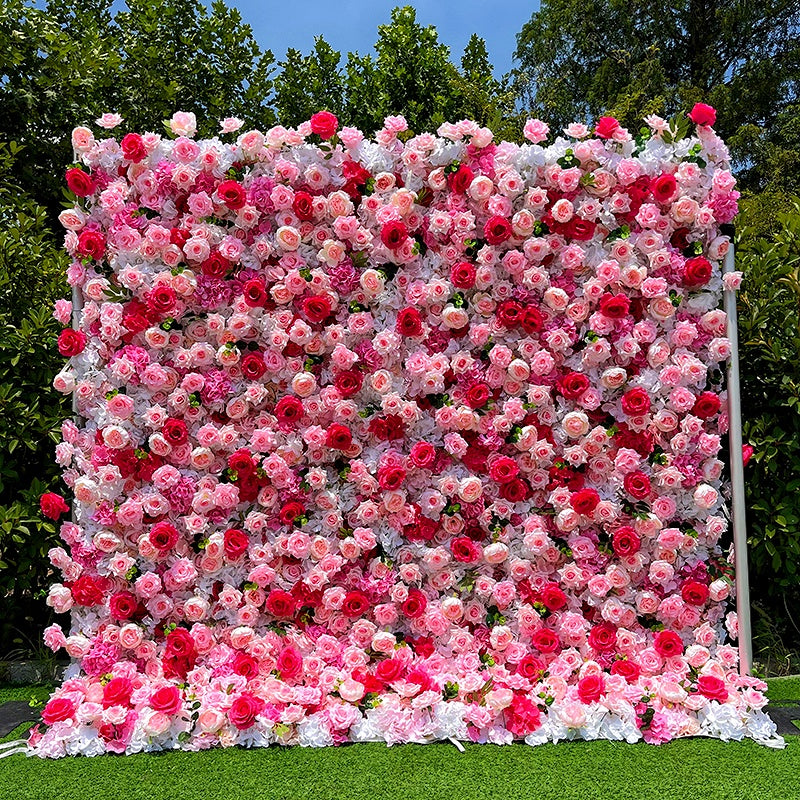 8ft Pink Artificial Rose Hydrangea Flower Wall Wedding Backdrop ABFW-004