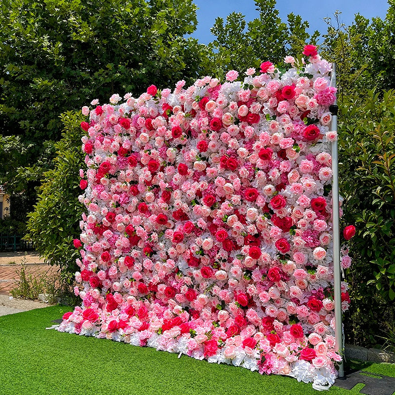 8ft Pink Artificial Rose Hydrangea Flower Wall Wedding Backdrop ABFW-004