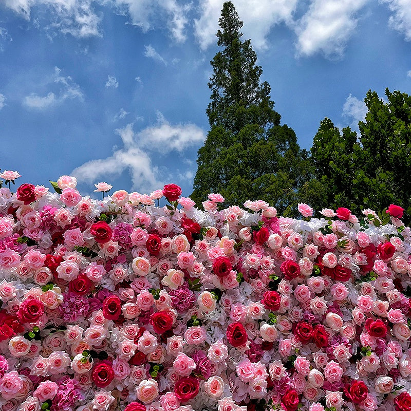 8ft Pink Artificial Rose Hydrangea Flower Wall Wedding Backdrop ABFW-004