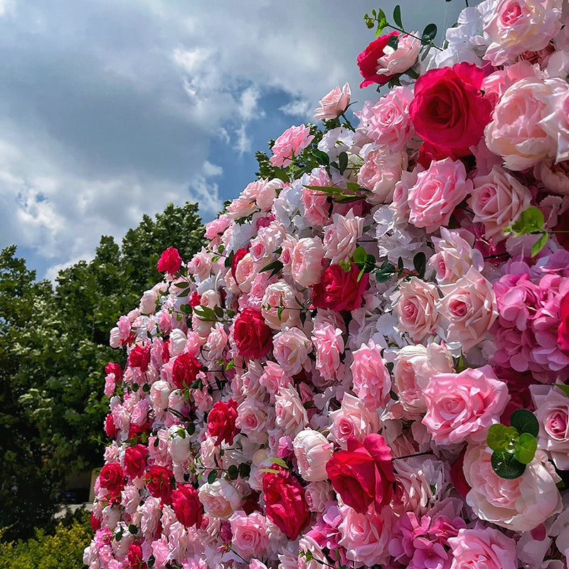 8ft Pink Artificial Rose Hydrangea Flower Wall Wedding Backdrop ABFW-004