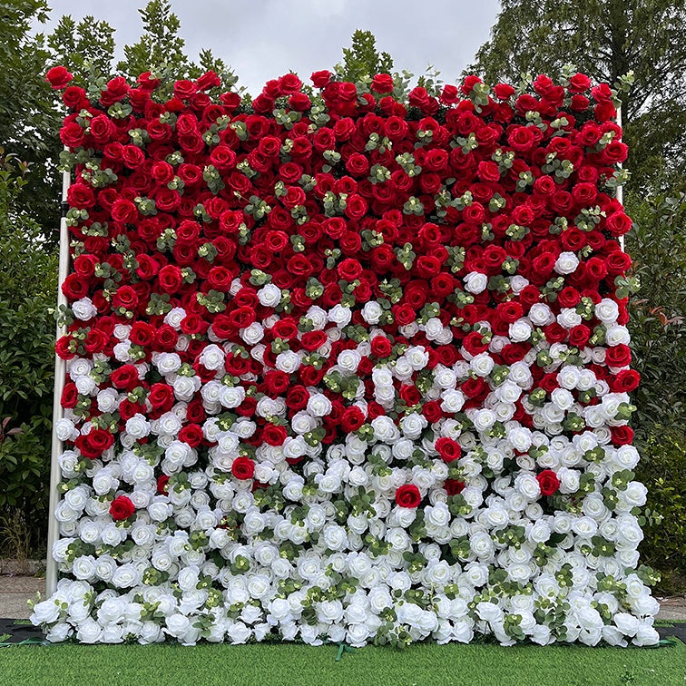Red White Rose Flower Wall Panel Backdrop For Wedding Event Decor ABFW-012