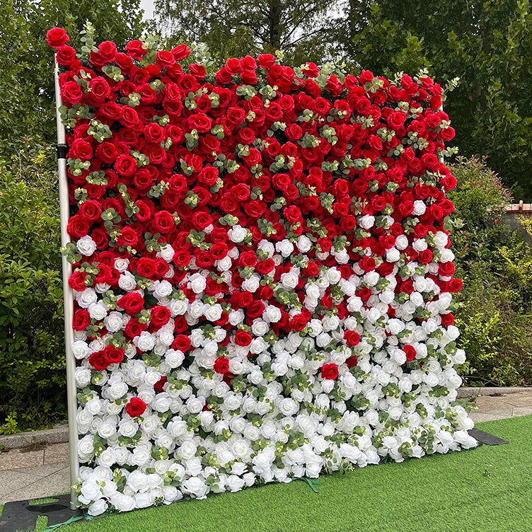 Red White Rose Flower Wall Panel Backdrop For Wedding Event Decor ABFW-012
