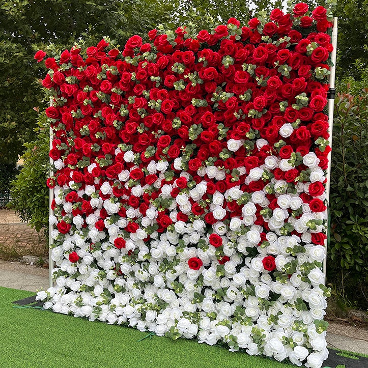 Red White Rose Flower Wall Panel Backdrop For Wedding Event Decor ABFW-012