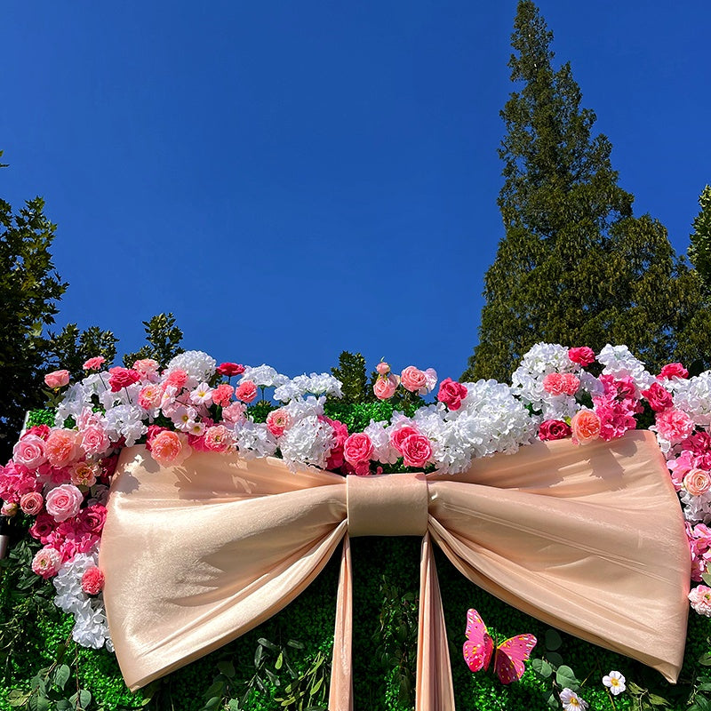 Luxury Greenery Wall Backdrop with Giant Bow for Wedding Party Decor ABFW-015