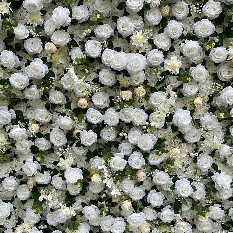 Wall of white and light-colored flowers