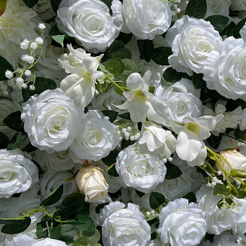 Flower Wall 5D White & Champagne Artificial Floral Wedding Backdrop ABFW-018