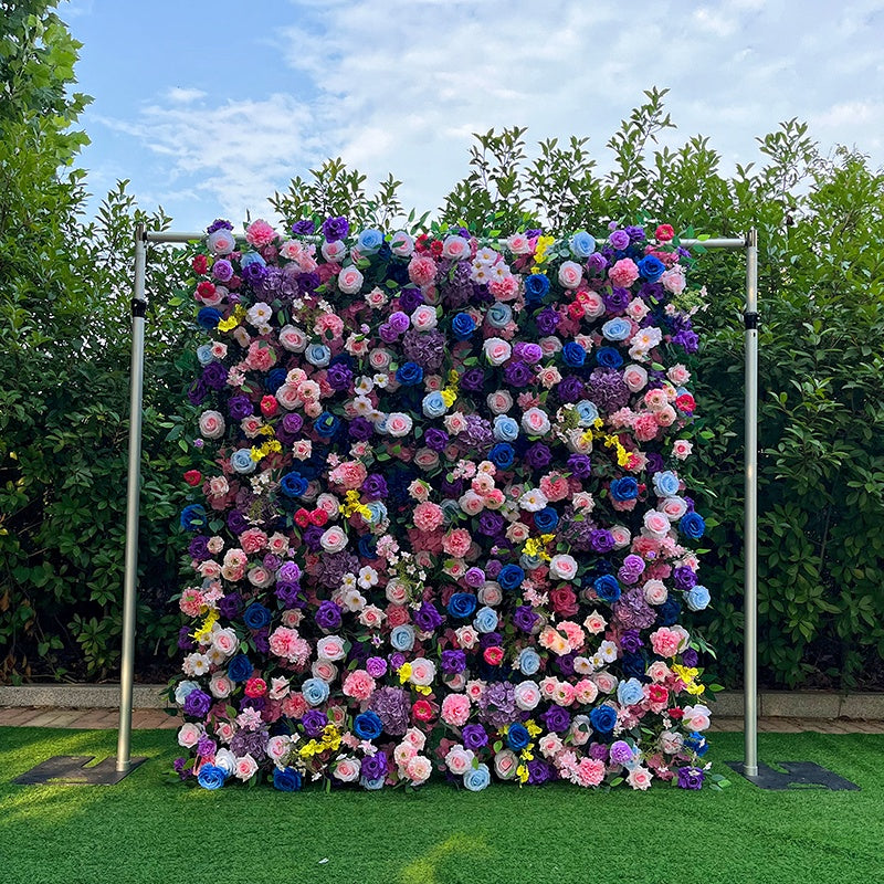 Forest Style Colorful Artificial Rose Flower Wall Backdrop for Event Decor ABFW-019