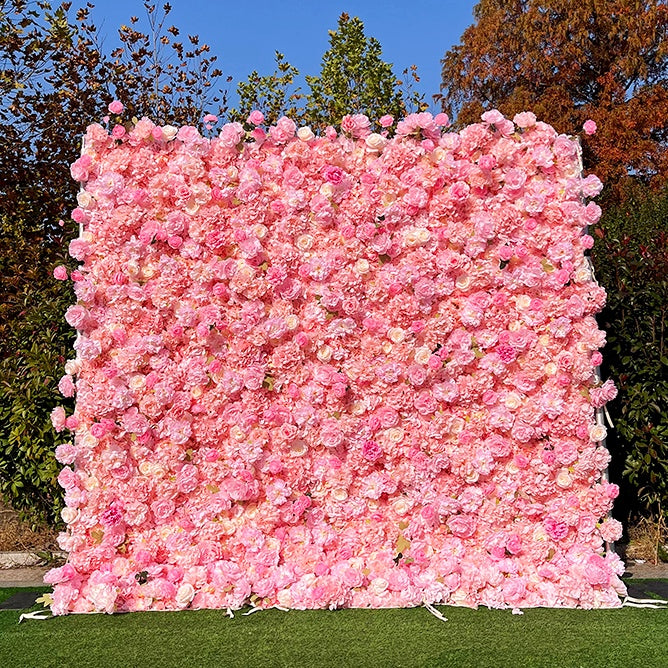 Soft Pink Floral Wall Backdrop for Engagement Baby Shower Events ABFW-020