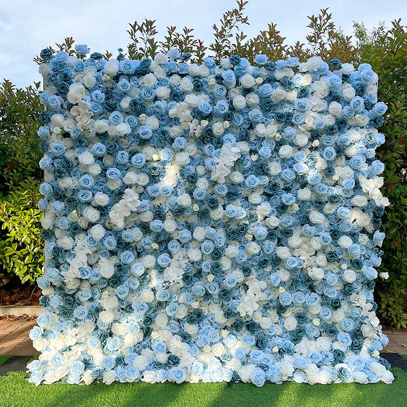 Ice Blue Flower Wall Backdrop for Baby Shower & Wedding Decor ABFW-022