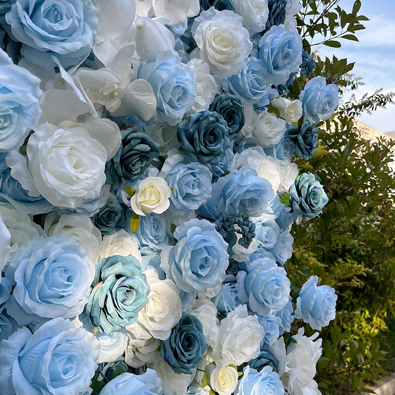 Ice Blue Flower Wall Backdrop for Baby Shower & Wedding Decor ABFW-022